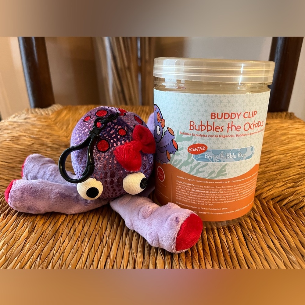 Scentsy Buddy Clip featuring "Bubbles the Octopus," scented plastic Snap Clip